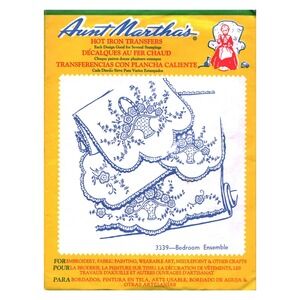Aunt Martha's Hot Iron Transfers 3339 Bedroom Ensemble Floral Embroidery Pattern